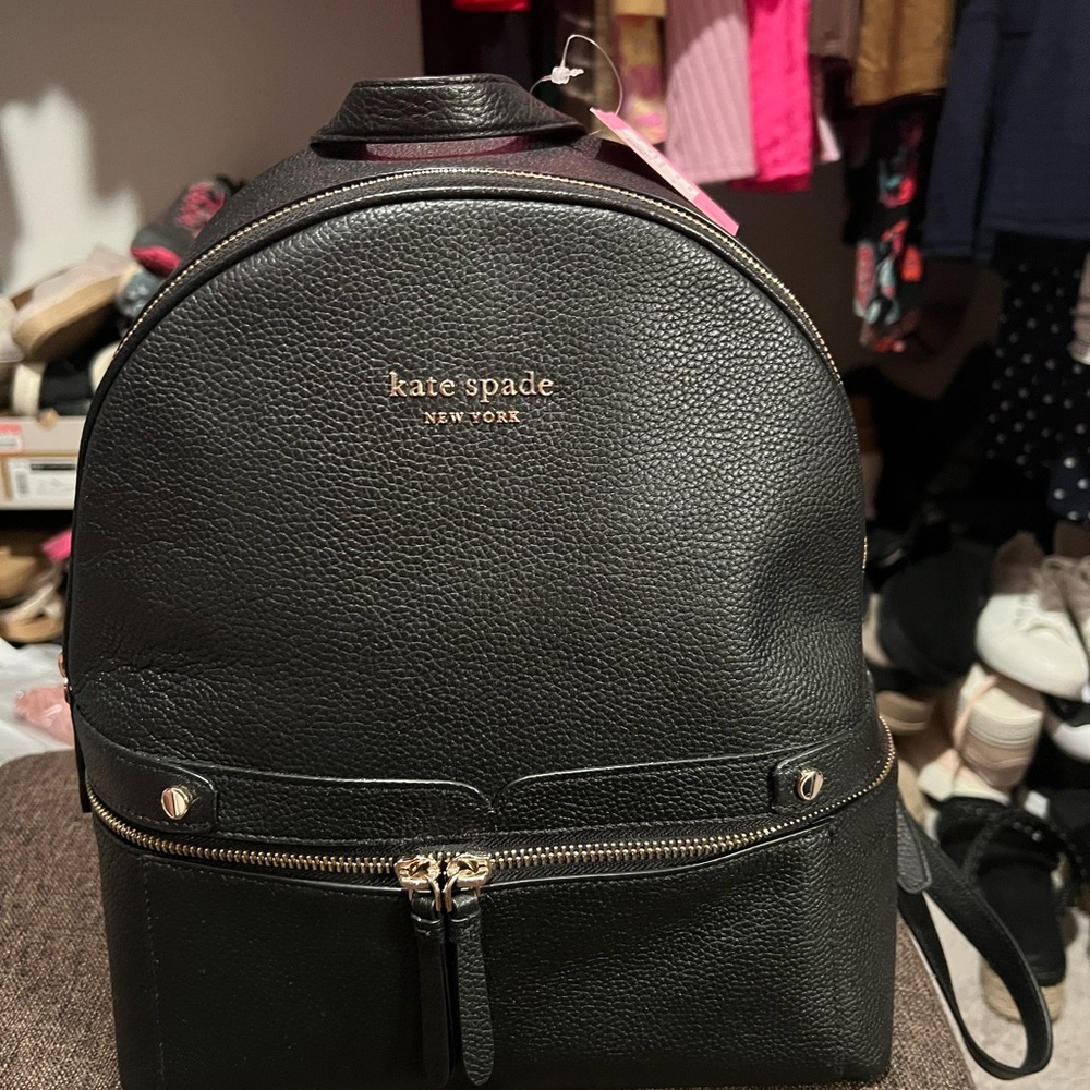 Kate Spade Black Backpack with Gold Accents